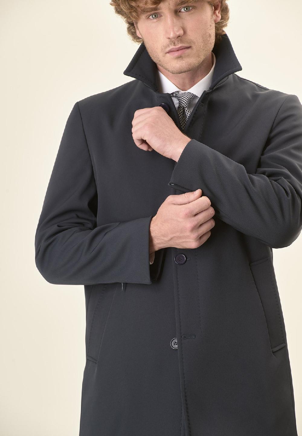 Angelico Impermeabile blu con bottoni Consegna Veloce