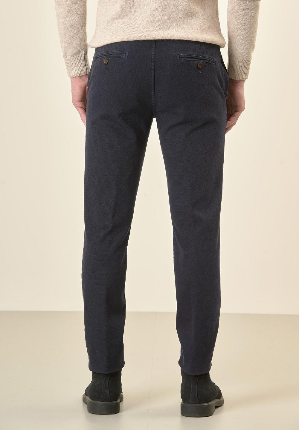 Angelico Pantalone blu microstruttura cotone stretch slim fit Prezzo Ridotto