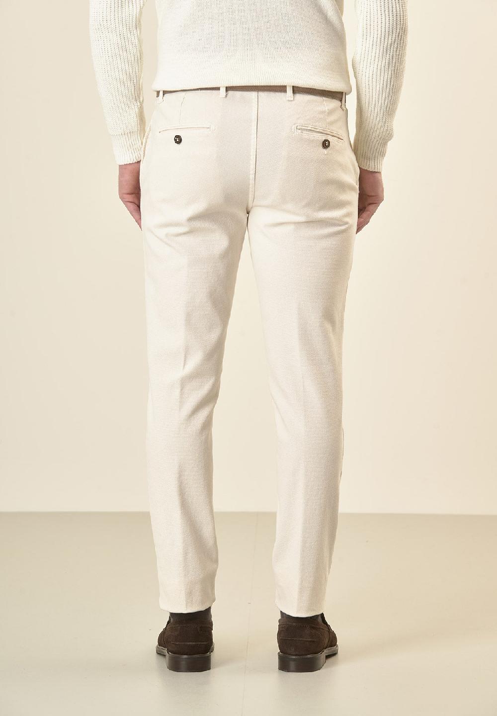 Angelico Pantalone panna microstruttura cotone stretch slim fit Convenienza
