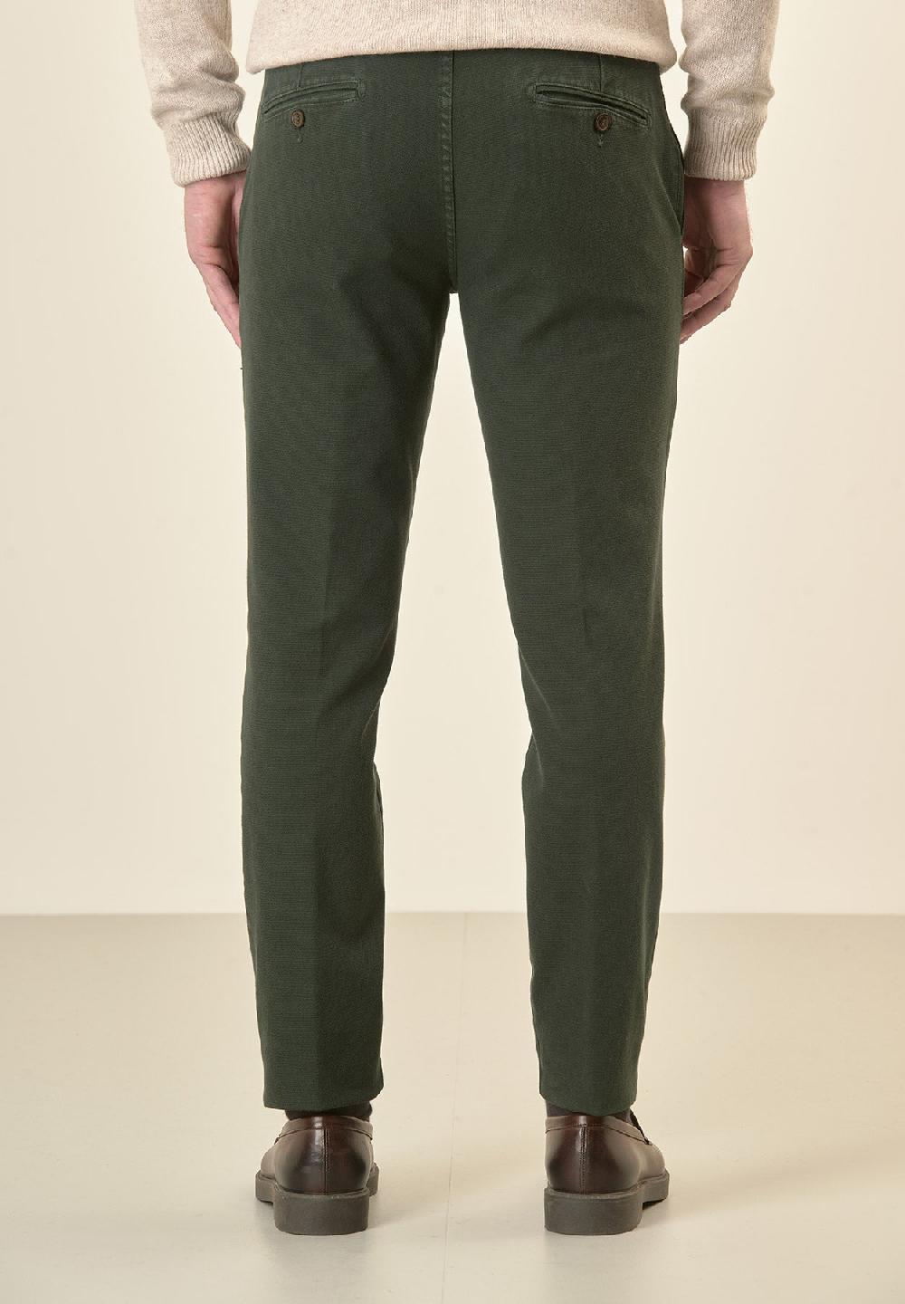 Angelico Pantalone verde microstruttura cotone stretch slim fit Novità