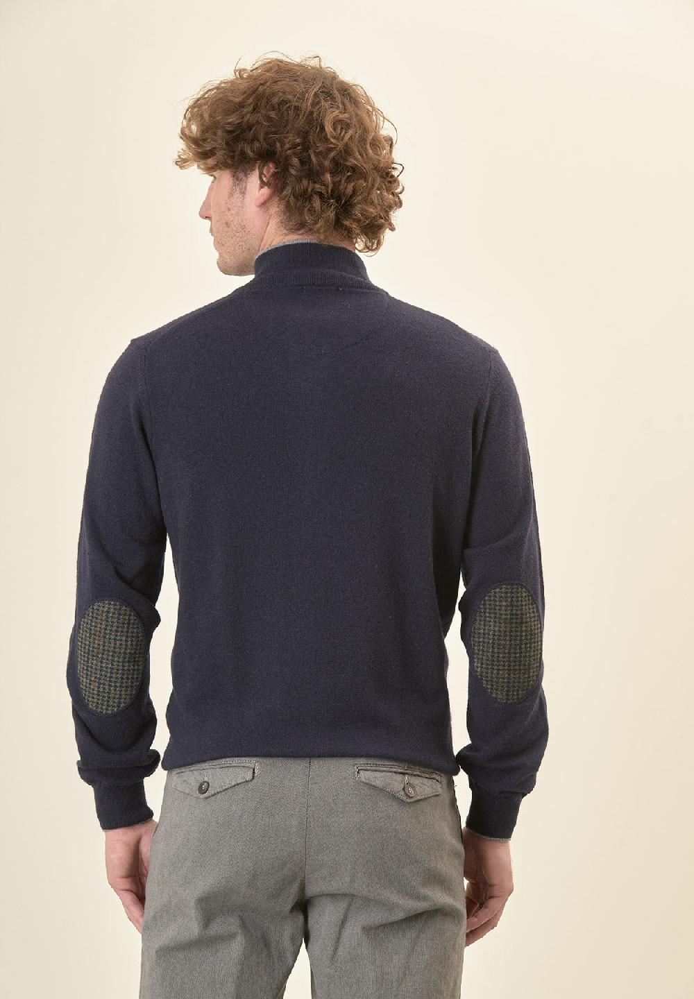 Angelico Giacca zip blu navy toppe misto cashmere Offerta