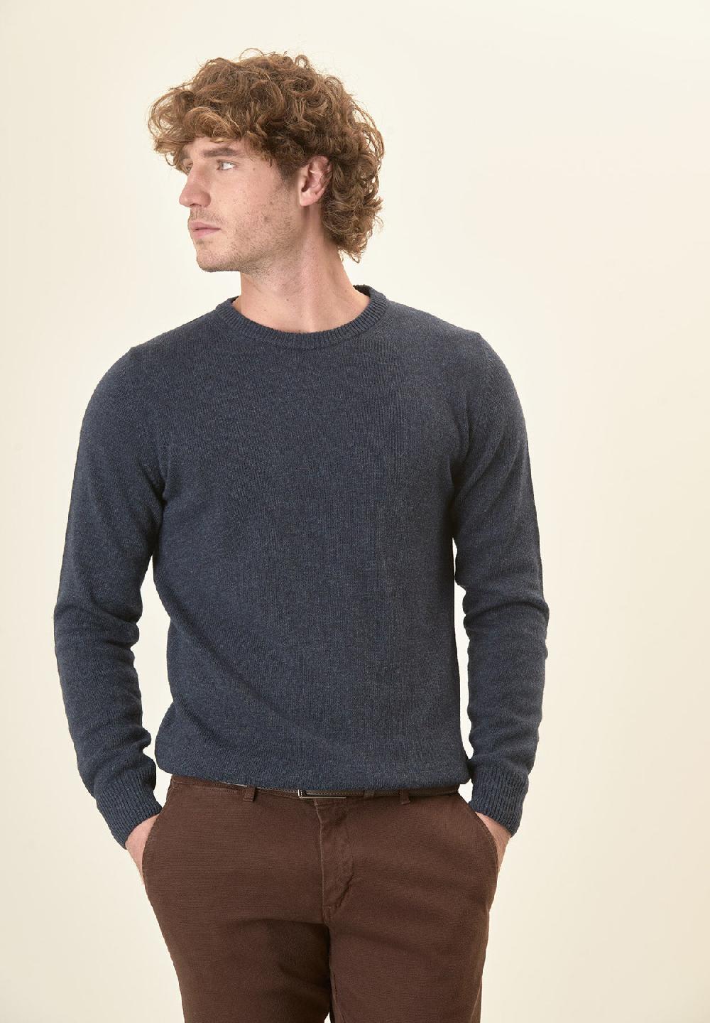 Angelico Girocollo blu denim misto cashmere Hotsell