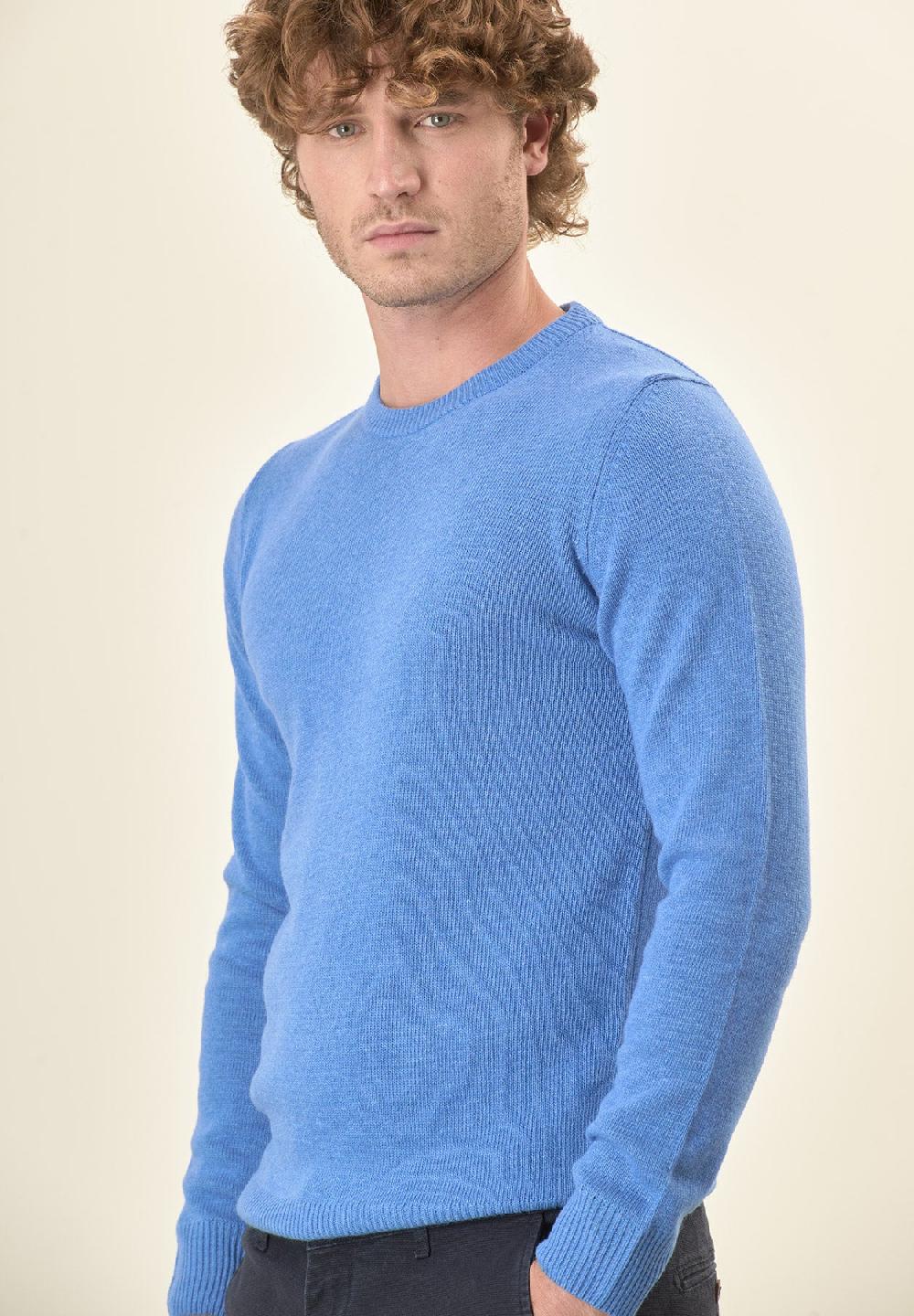 Angelico Girocollo azzurro misto cashmere Vendita Calda