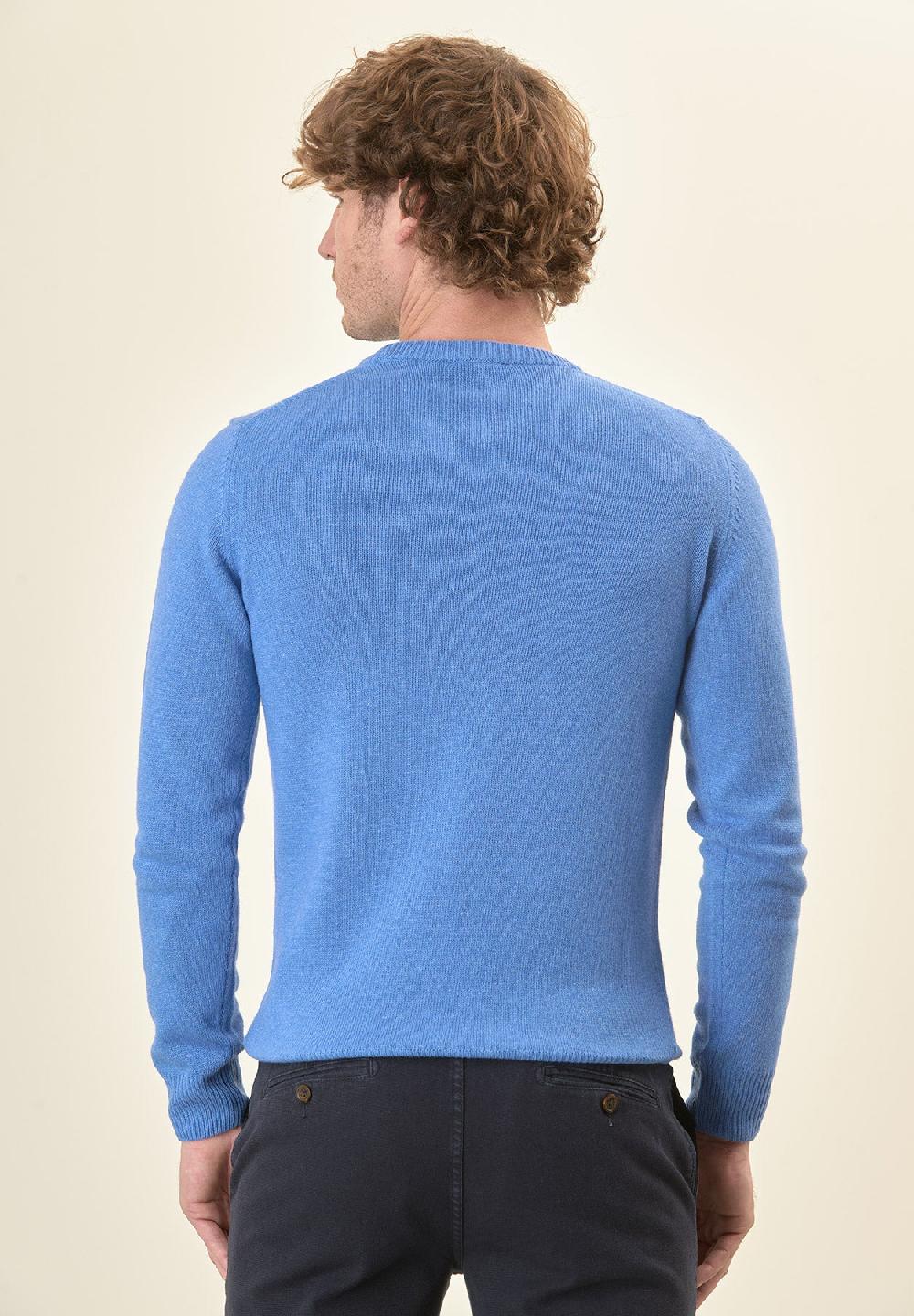 Angelico Girocollo azzurro misto cashmere Vendita Calda
