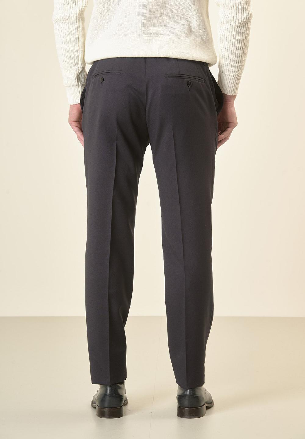 Angelico Pantalone blu sallia lana vergine stretch custom fit Saldi Di Fabbrica