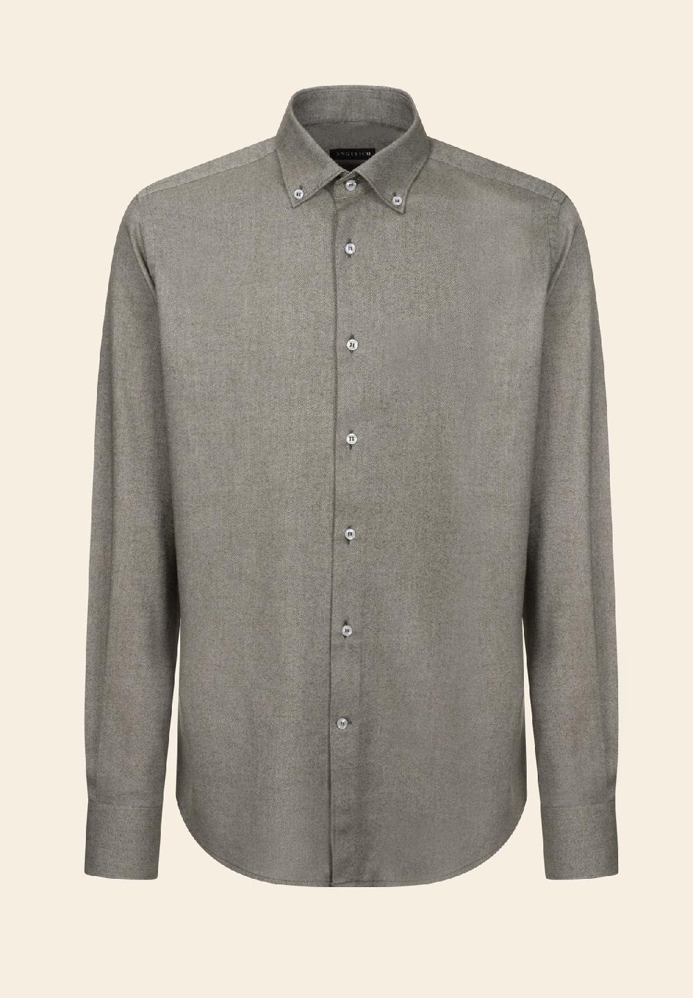 Angelico Camicia verde flanella cotone regular fit Moda