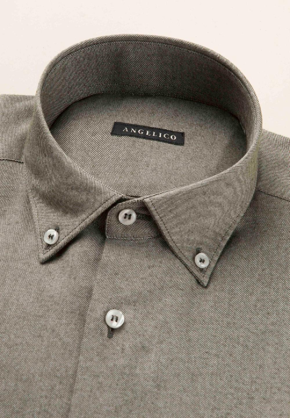 Angelico Camicia verde flanella cotone regular fit Moda