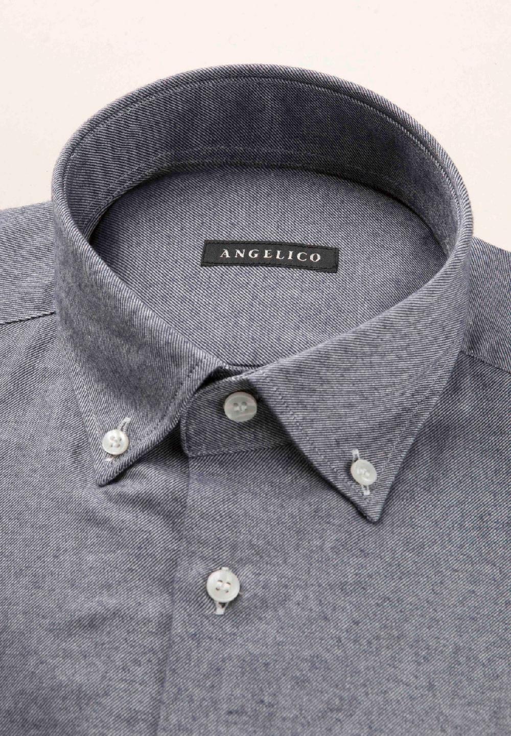 Angelico Camicia blu flanella taschino cotone regular fit Spedizione gratuita