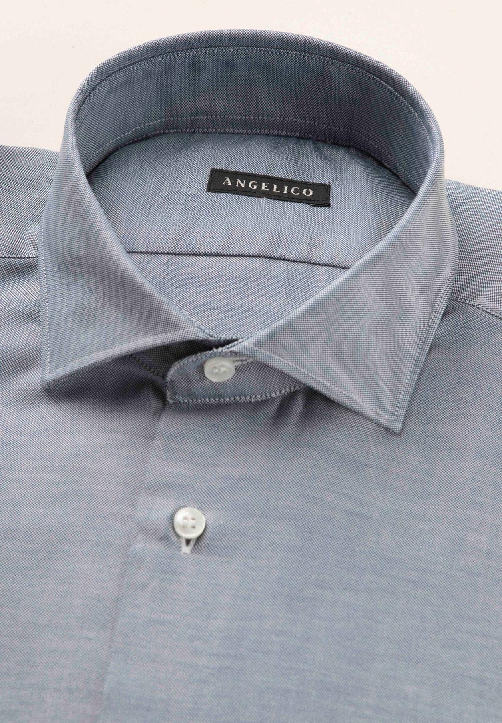 Angelico Camicia blu oxford cotone slim fit Prezzo di fabbrica