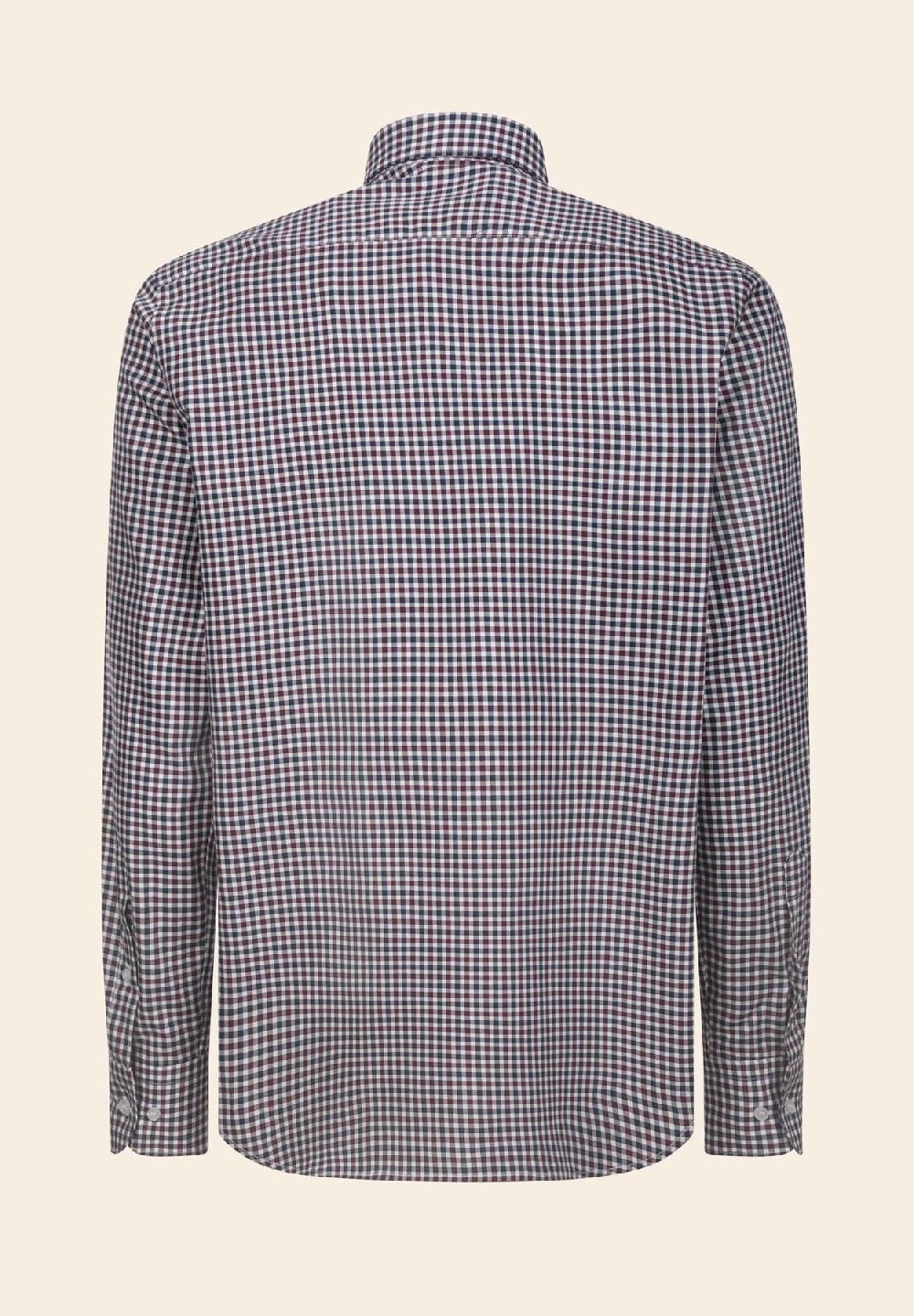 Angelico Camicia blu bordeaux quadretto cotone regular fit Comprare a buon mercato