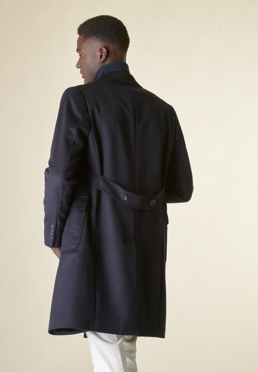 Angelico Cappotto blu doppiopetto lana-cashmere tasconi Offerta esclusiva