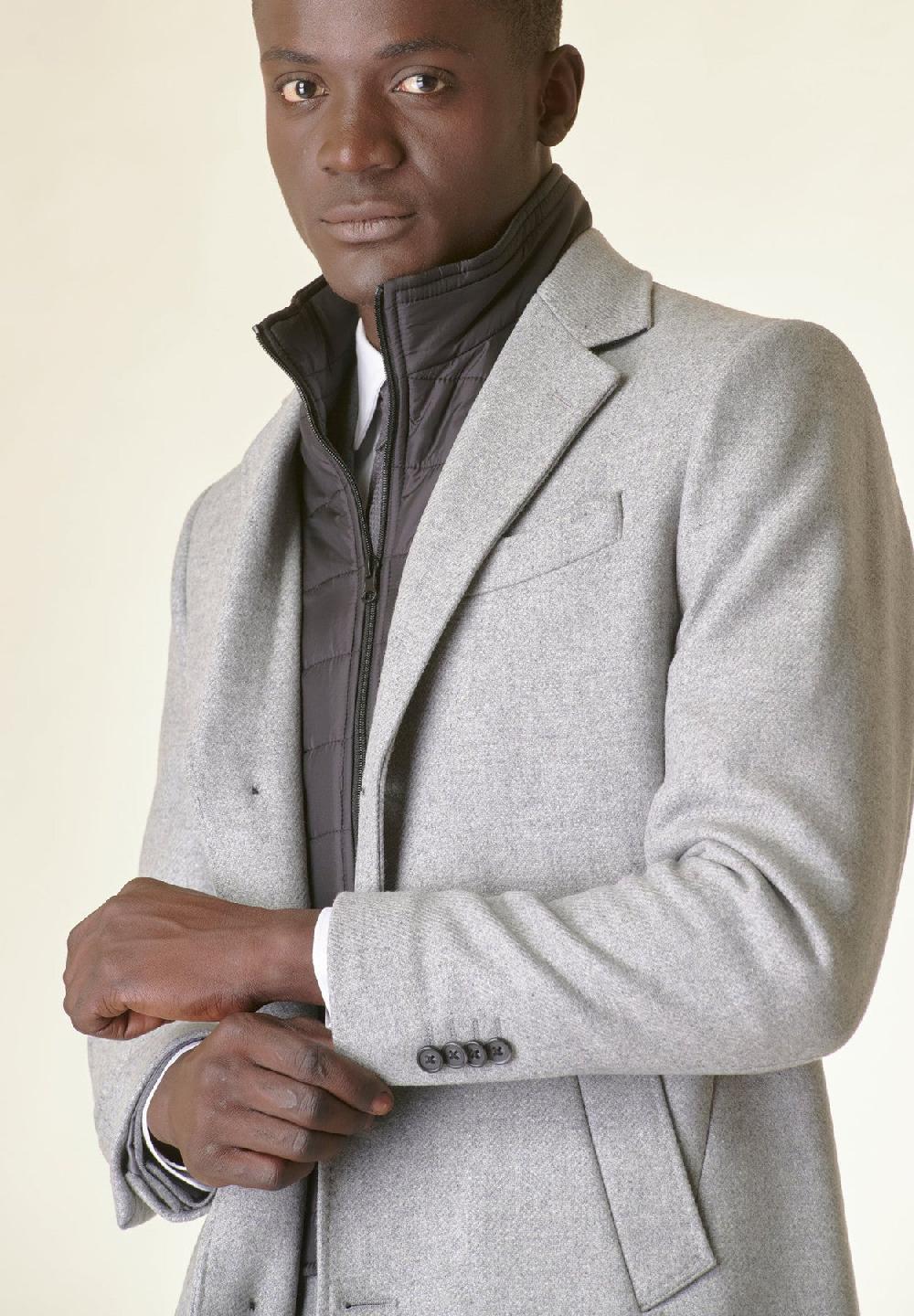 Angelico Cappotto grigio melange lana Vendite stagionali
