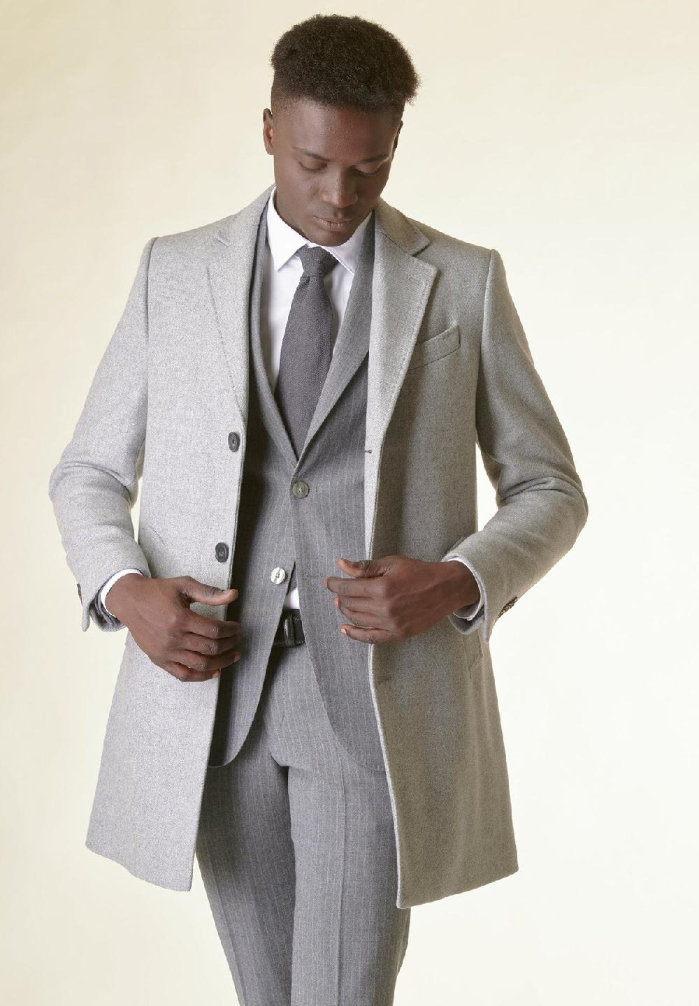 Angelico Cappotto grigio melange lana Vendite stagionali