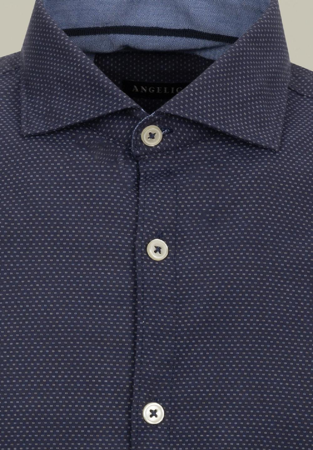 Angelico Camicia blu microdisegno jaquard regular fit Cyber Monday