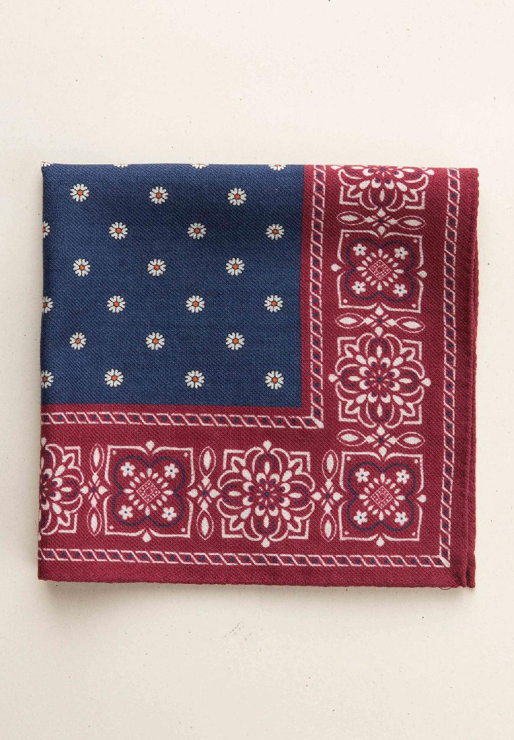 Angelico Pochette blu bordeaux fantasia fiorata lana Offerta San Valentino