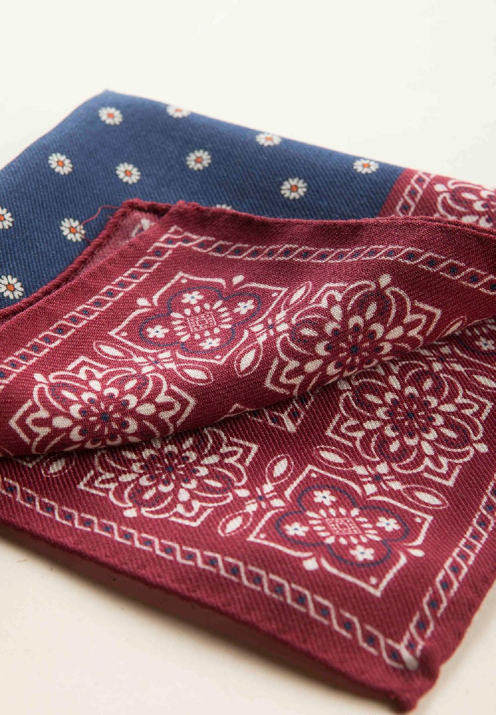 Angelico Pochette blu bordeaux fantasia fiorata lana Offerta San Valentino
