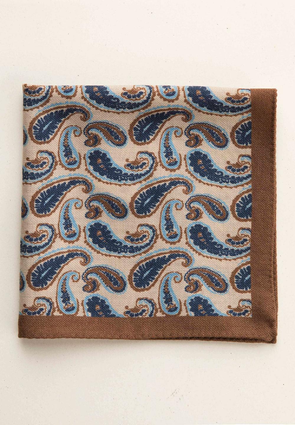 Angelico Pochette beige blu fantasia cashmere lana Offerta Anniversario