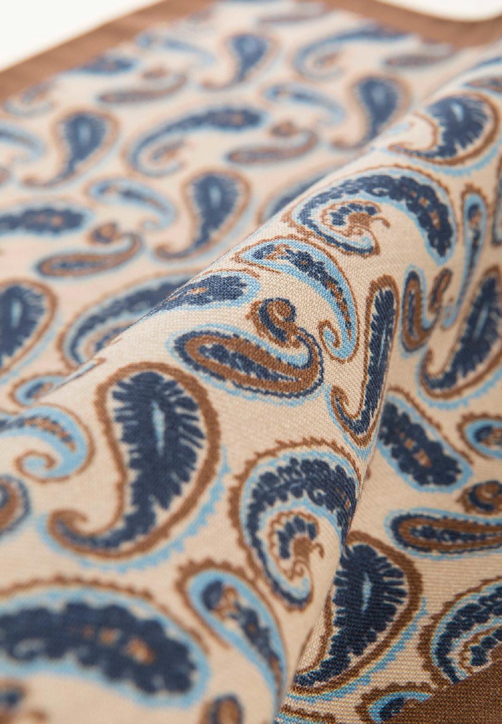 Angelico Pochette beige blu fantasia cashmere lana Offerta Anniversario