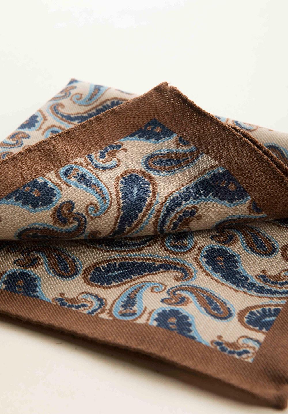 Angelico Pochette beige blu fantasia cashmere lana Offerta Anniversario