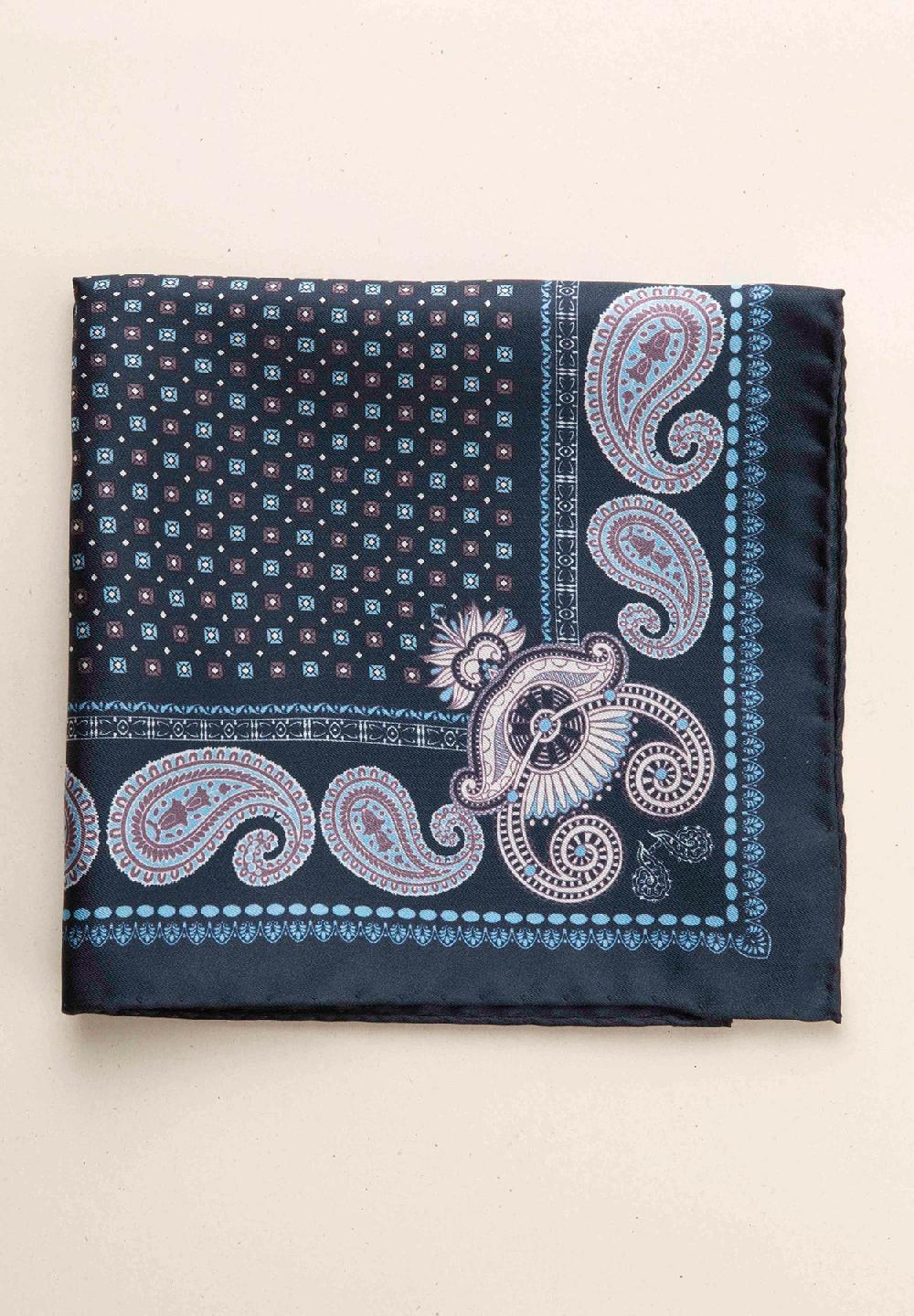 Angelico Pochette blu azzurra fantasia cashmere seta Vendita calda