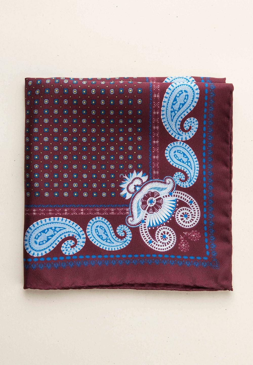 Angelico Pochette bordeaux azzurra fantasia cashmere seta Latest fashion