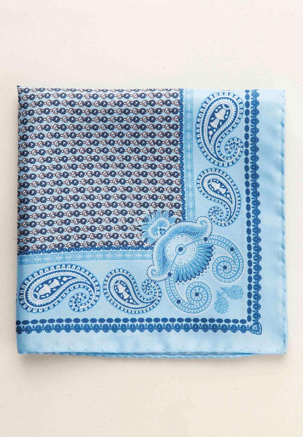 Angelico Pochette azzurra blu fantasia cashmere seta Online Outlet