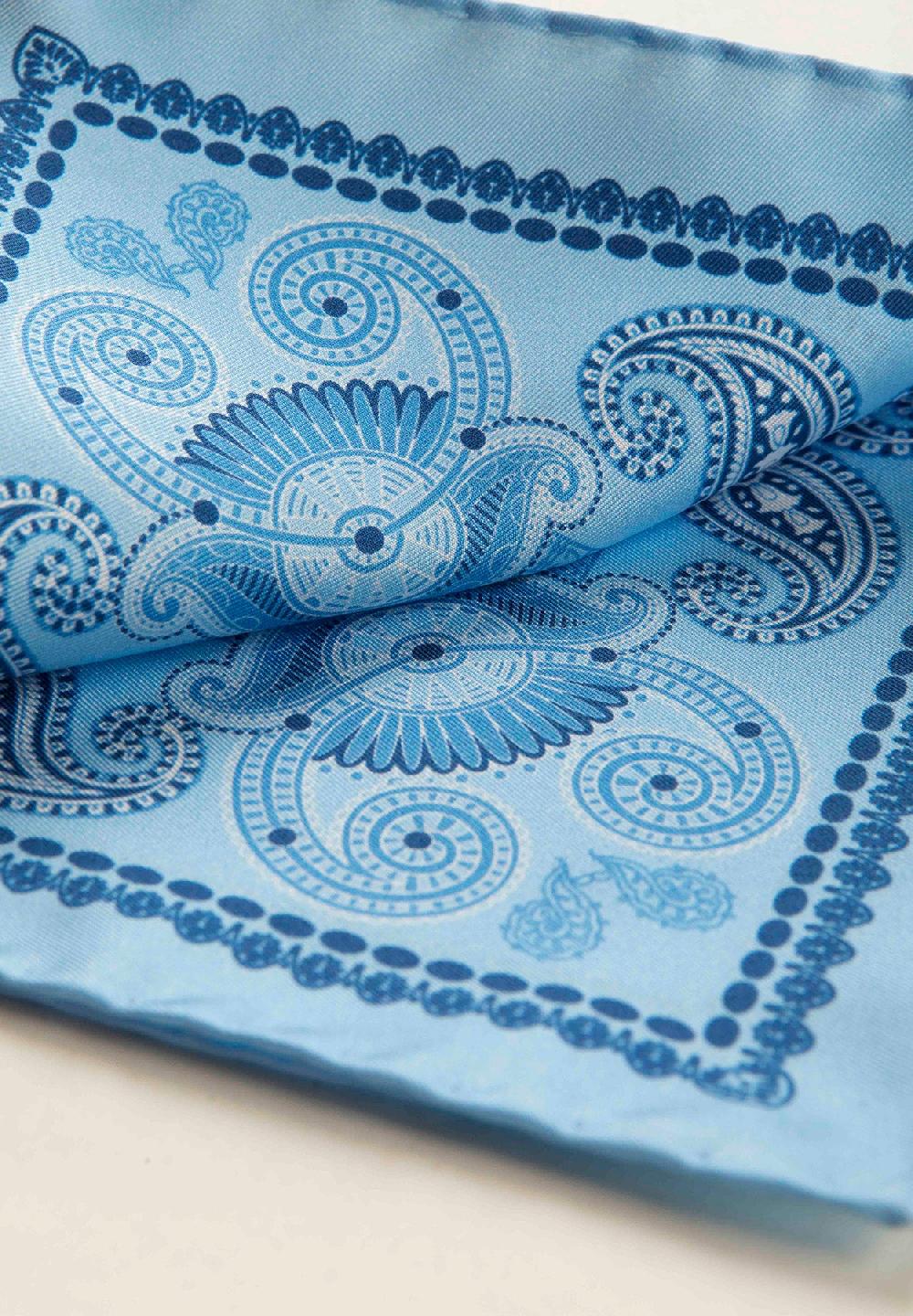Angelico Pochette azzurra blu fantasia cashmere seta Online Outlet