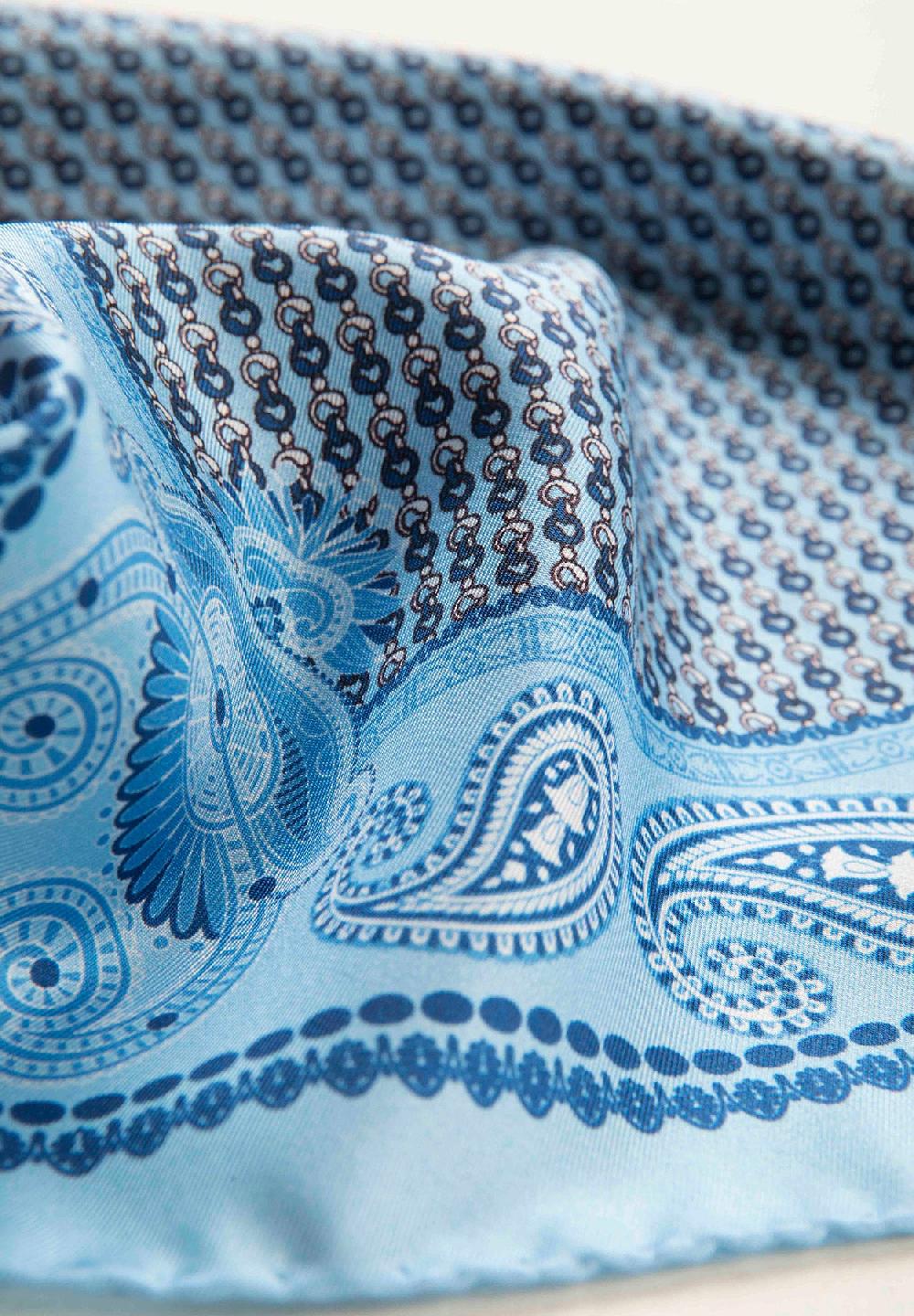 Angelico Pochette azzurra blu fantasia cashmere seta Online Outlet