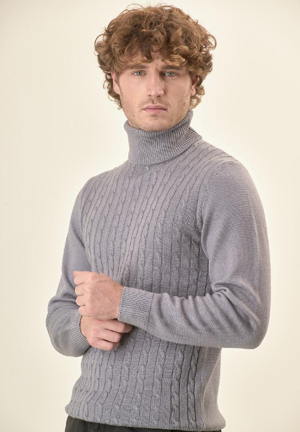 Angelico Dolcevita grigio trecce lana acidata Grandi sconti