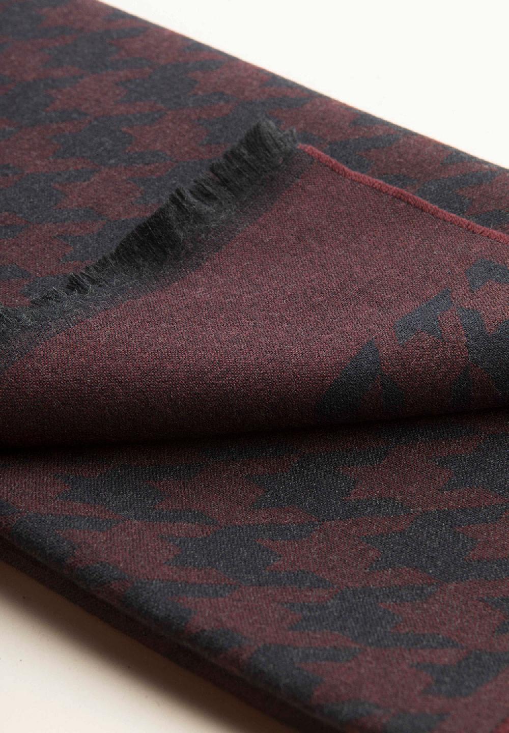 Angelico Sciarpa blu bordeaux pied de poulè lana vergine Offerte stagionali