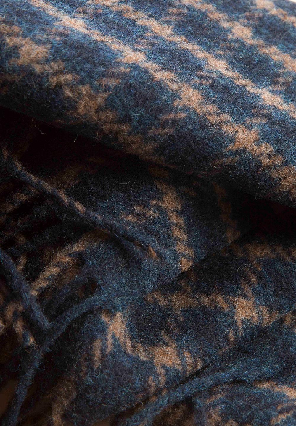Angelico Sciarpa blu quadretti frange lana vergine Super Saving Price