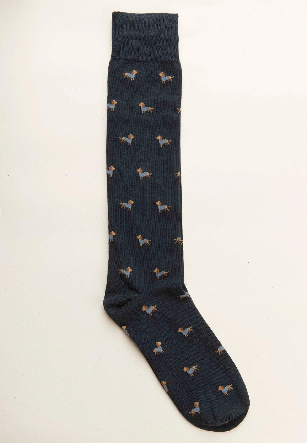 Angelico Calza blu scuro fantasia cani cotone stretch Ultimi tre giorni