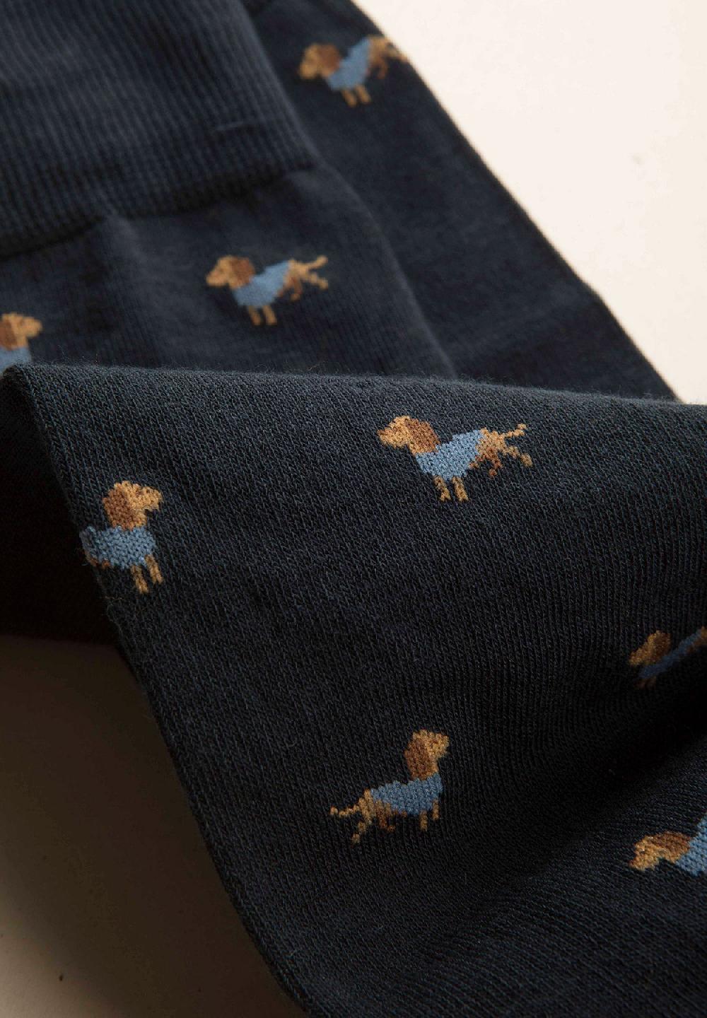 Angelico Calza blu scuro fantasia cani cotone stretch Ultimi tre giorni