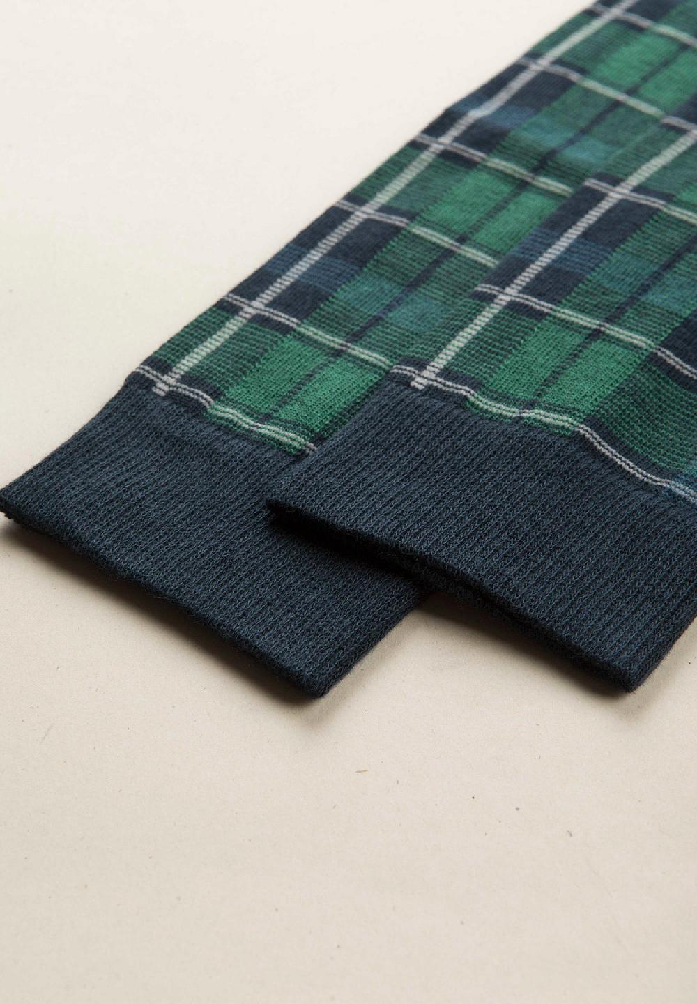 Angelico Calza blu quadri verdi cotone stretch Promozione temporanea