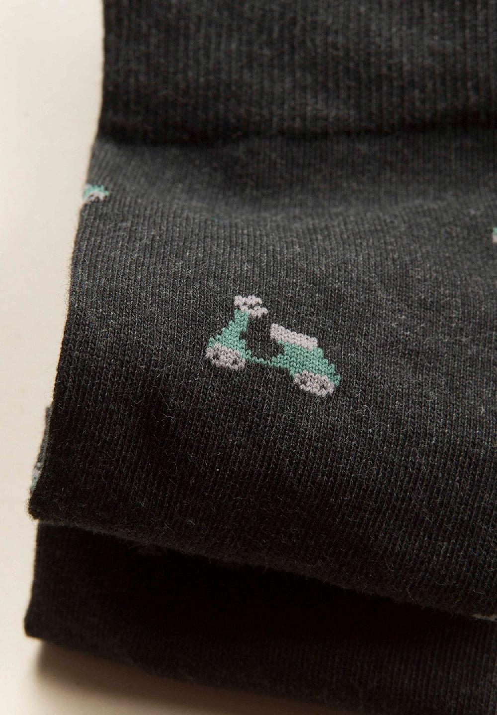 Angelico Calza antracite fantasia vespe cotone stretch Fino al 50% di sconto