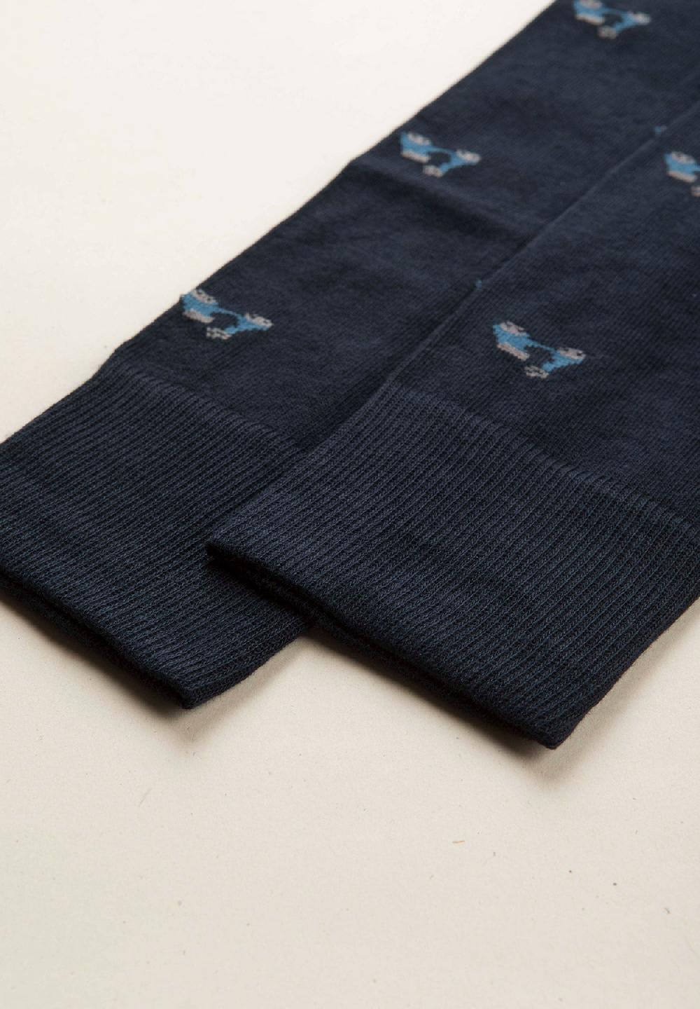 Angelico Calza blu scuro fantasia vespe cotone stretch Fino al 60% di sconto