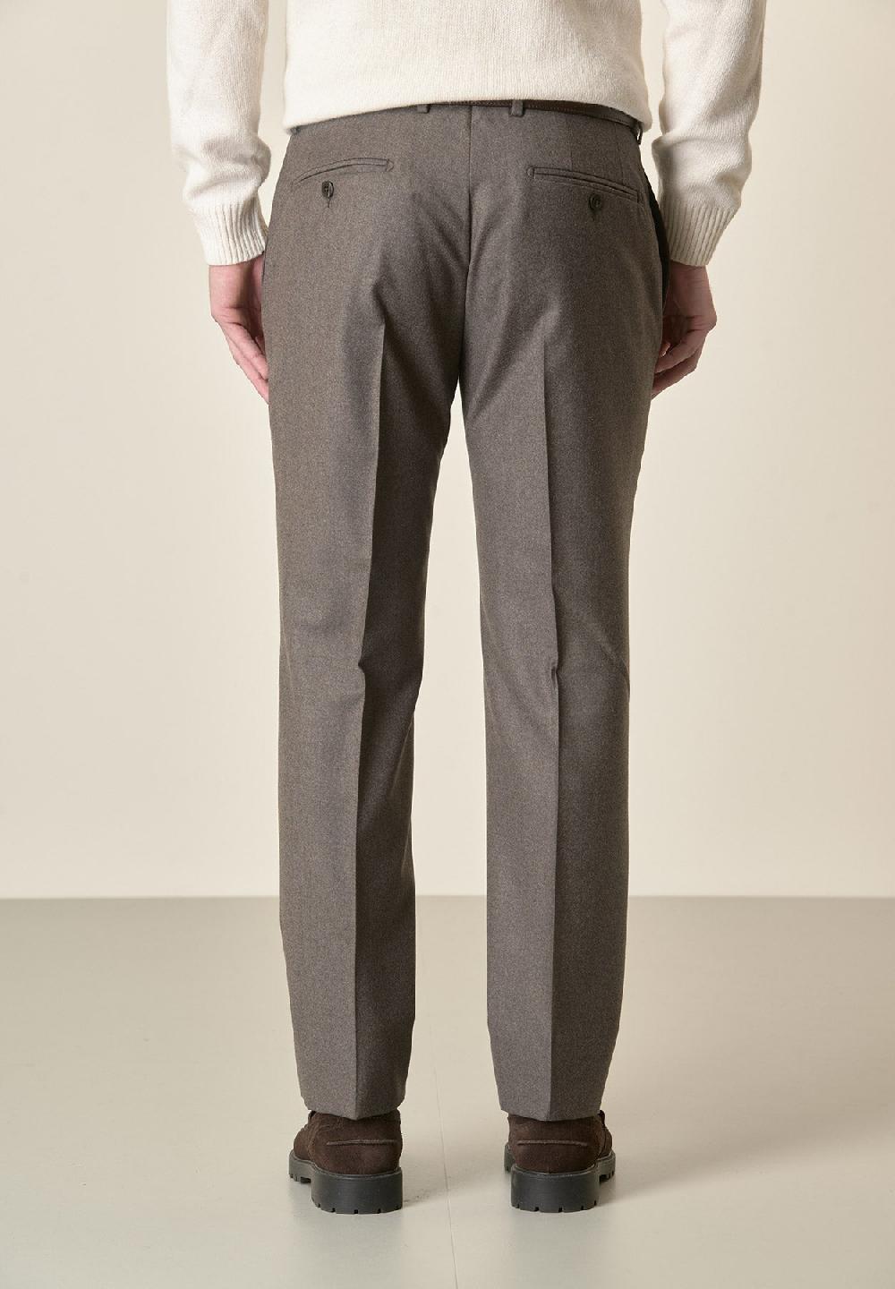 Angelico Pantalone marrone flanella lana vergine custom fit Offerta speciale della fabbrica