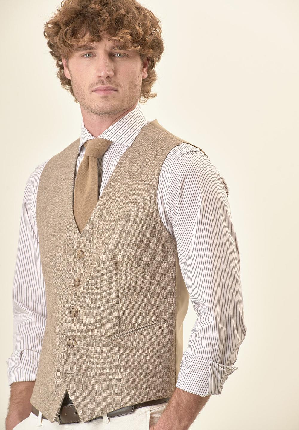 Angelico Gilet beige knickerbocker custom fit Fino al 55% di sconto