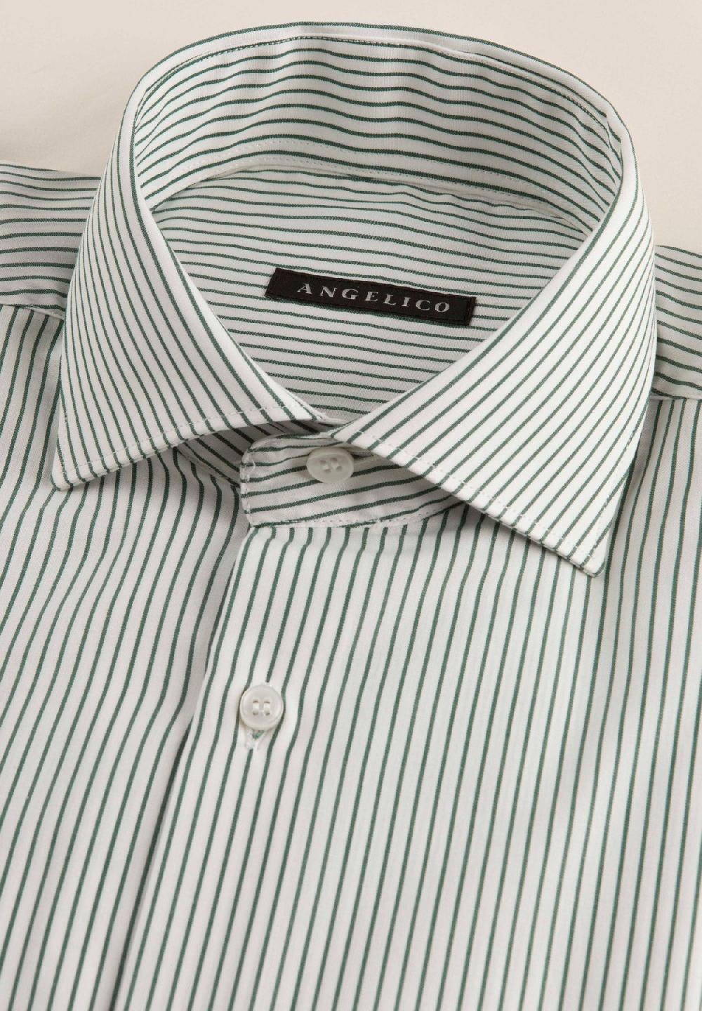 Angelico Camicia verde bianco rigata cotone regular fit Officina