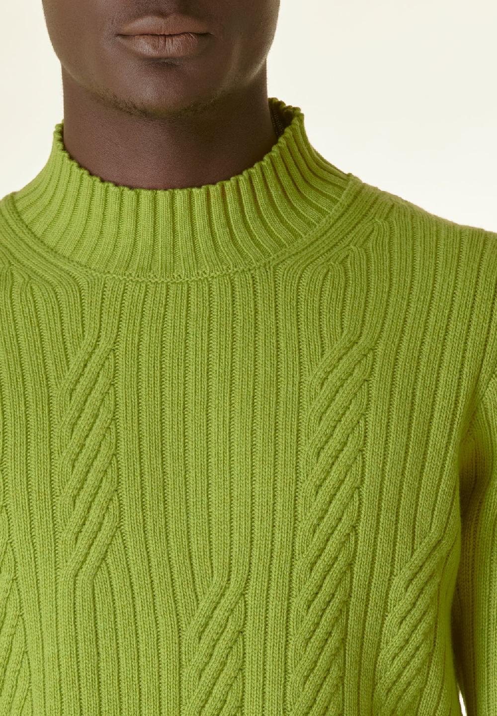 Angelico Lupetto verde acido coste e intreccio Black Friday Prezzi