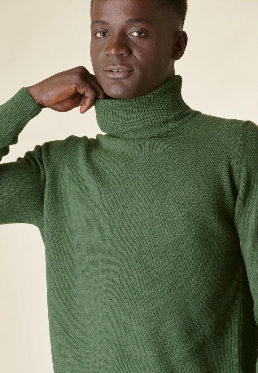 Angelico Dolcevita verde loden mano-cashmere Nuovo