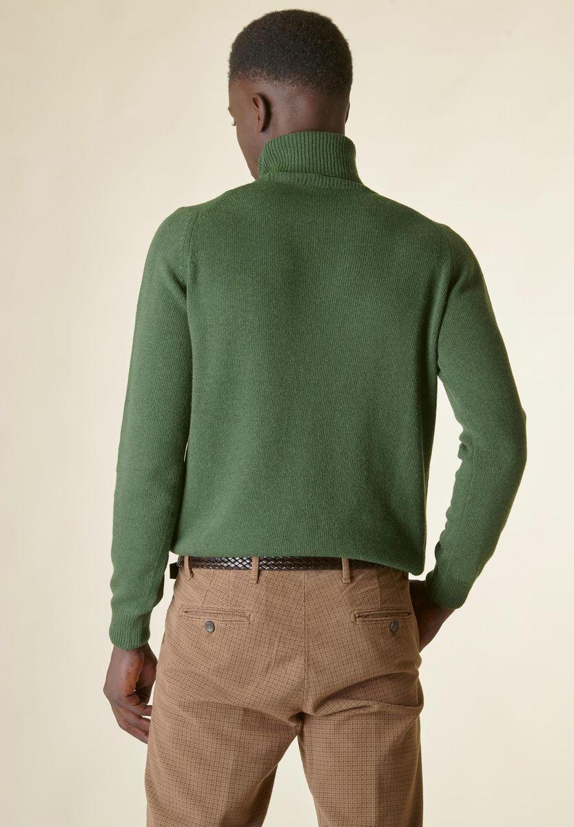 Angelico Dolcevita verde loden mano-cashmere Nuovo