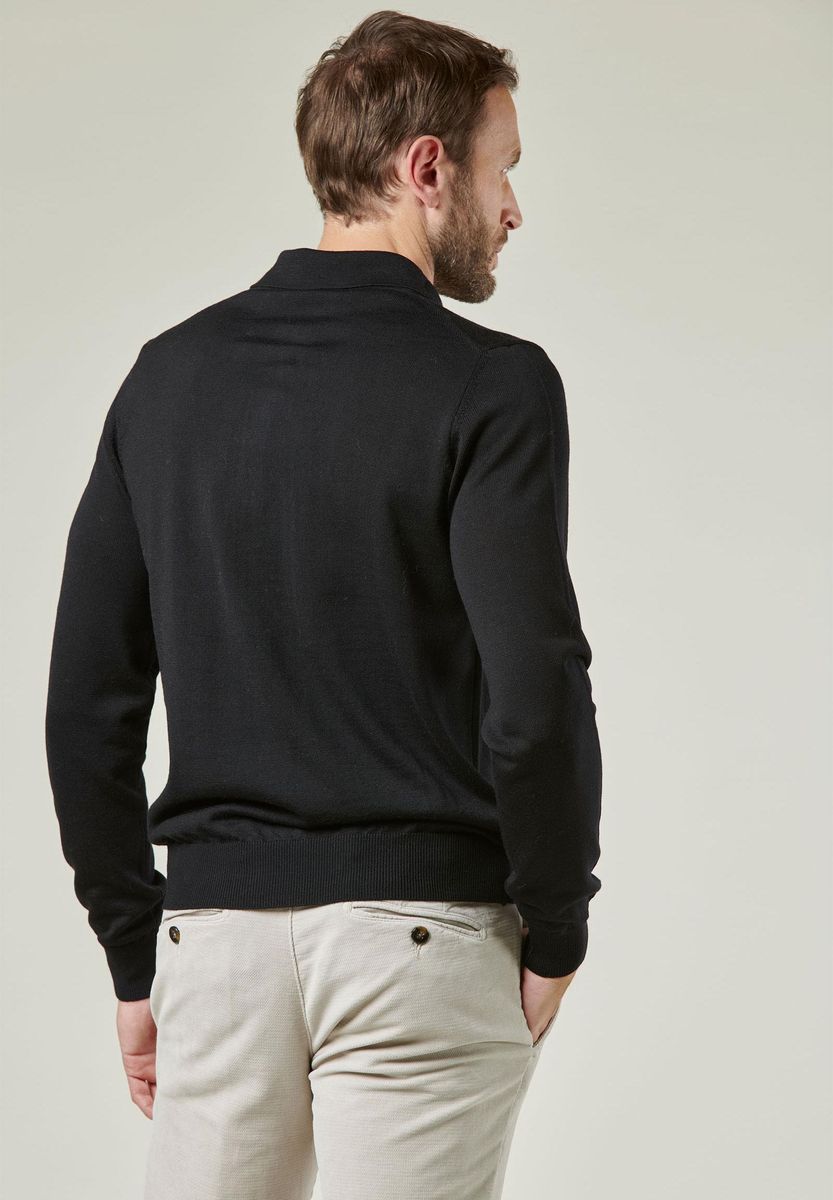 Angelico Polo in maglia nera merino Lana Gatto Spedizione Gratuita