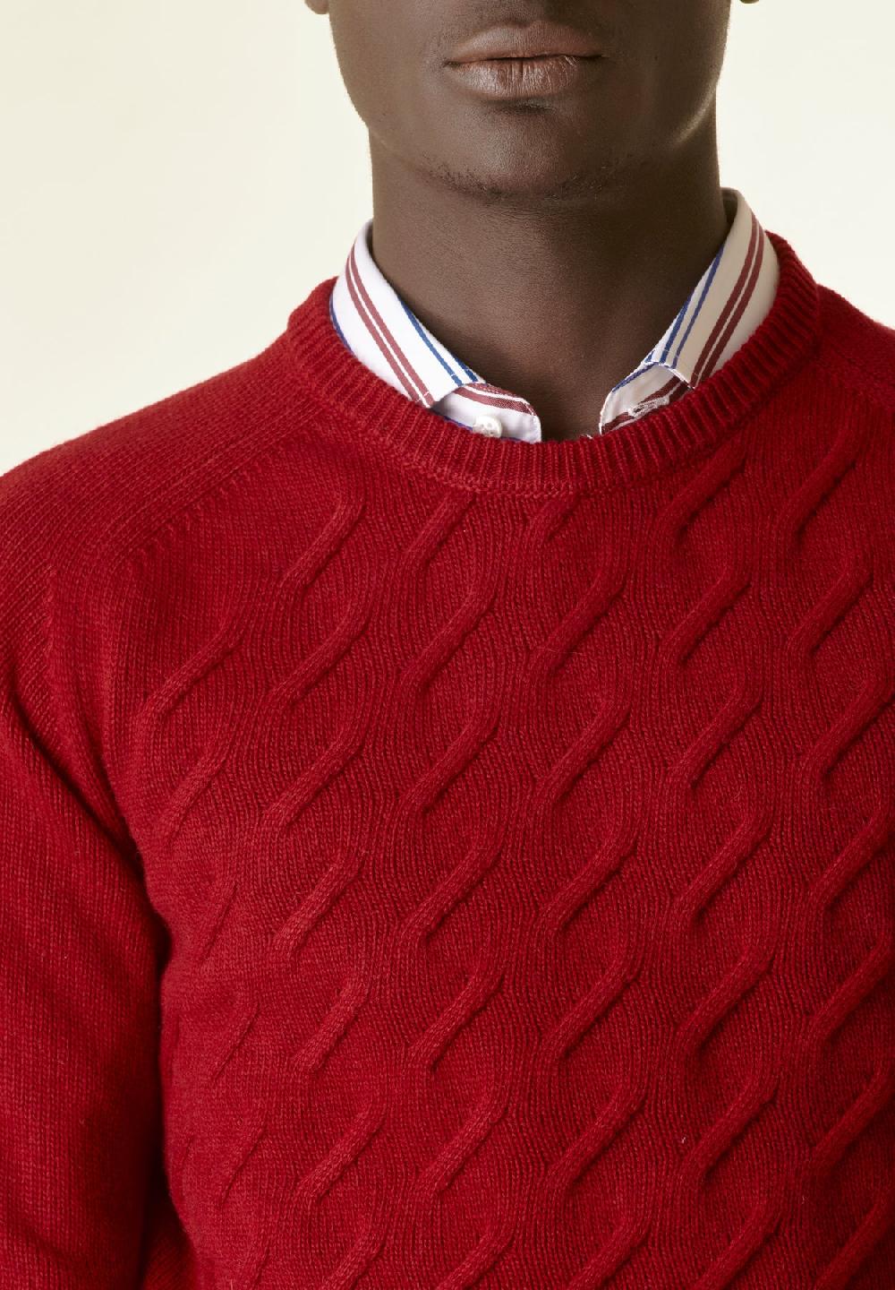 Angelico Maglia rosso scuro finte losanghe raglan Negozi Online