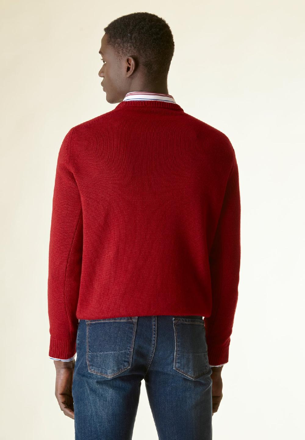 Angelico Maglia rosso scuro finte losanghe raglan Negozi Online