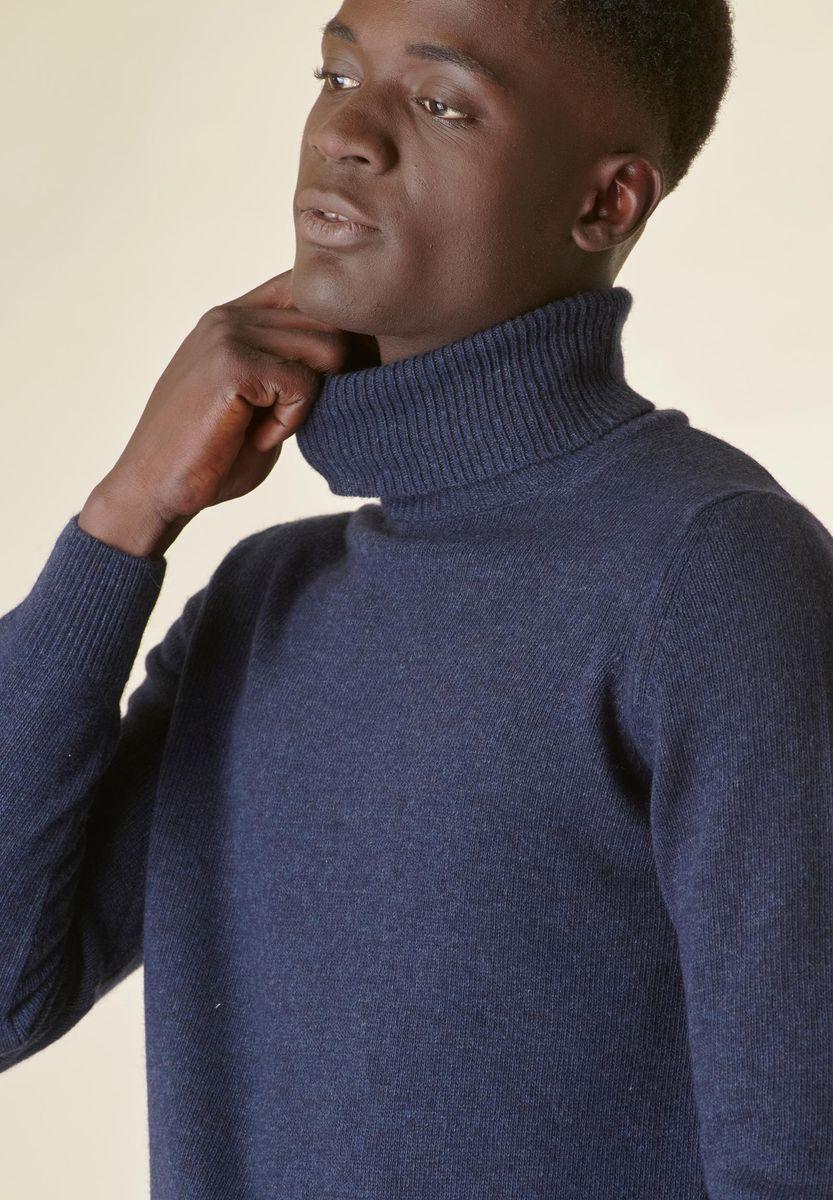 Angelico Dolcevita blu denim mano-cashmere Acquista Ora