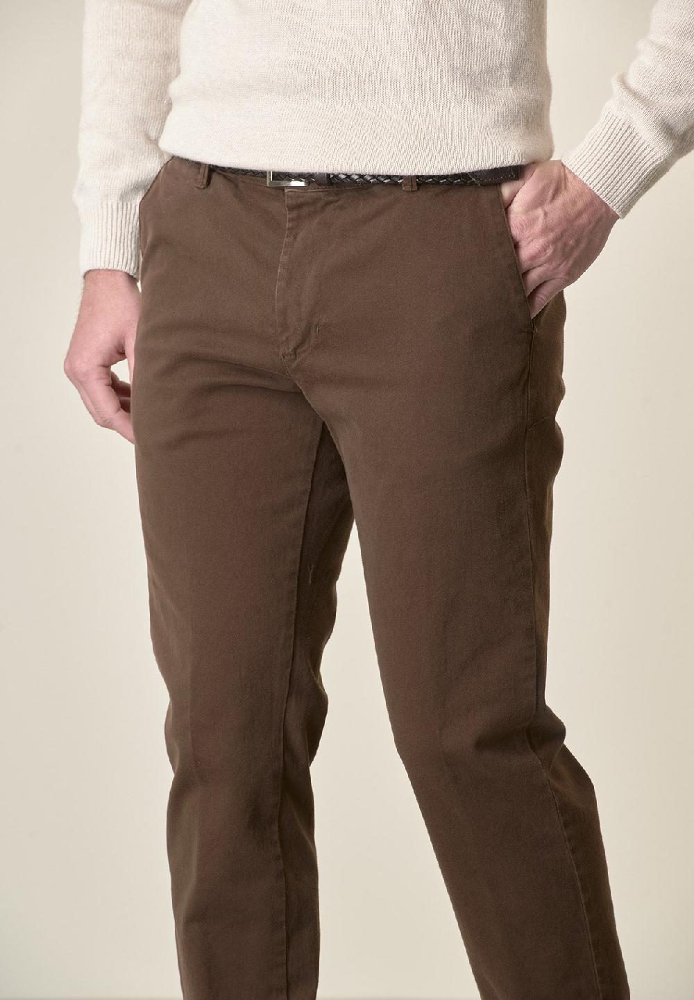 Angelico Pantalone moro gabardina cotone stretch slim fit Prezzo Ridotto