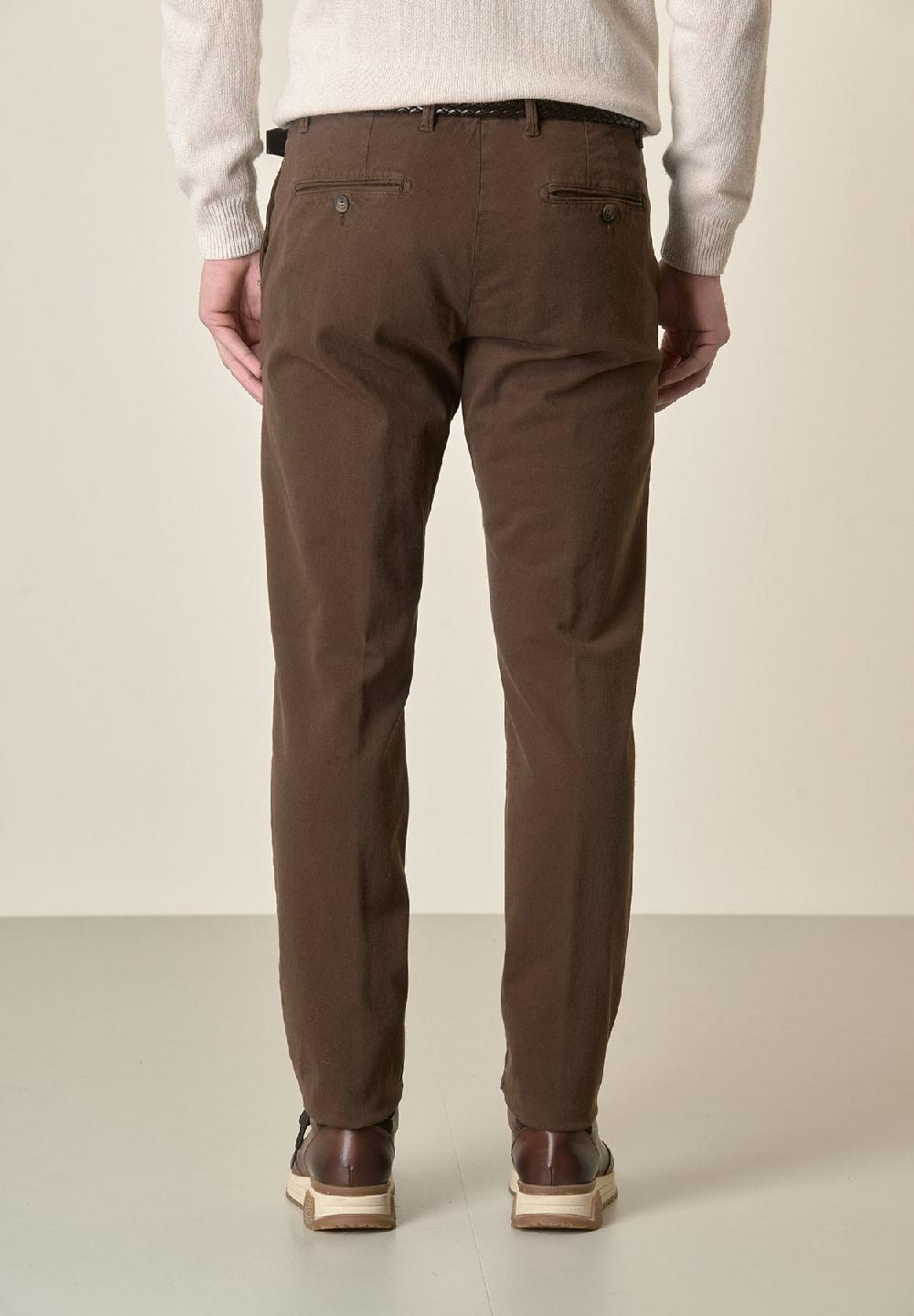 Angelico Pantalone moro gabardina cotone stretch slim fit Prezzo Ridotto