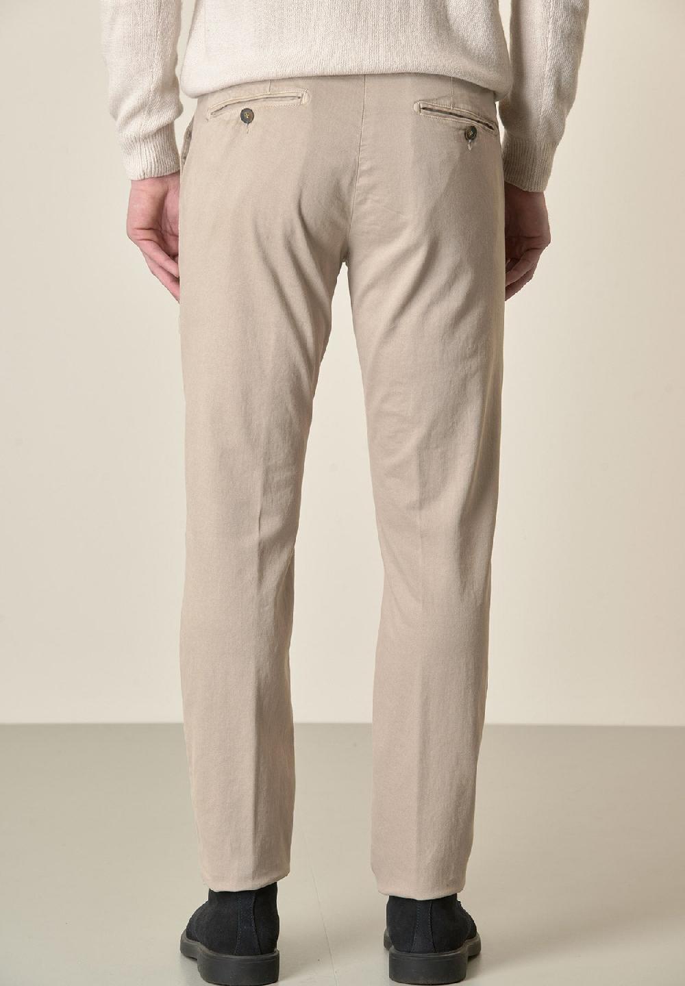 Angelico Pantalone beige gabardina cotone stretch slim fit Sottocosto