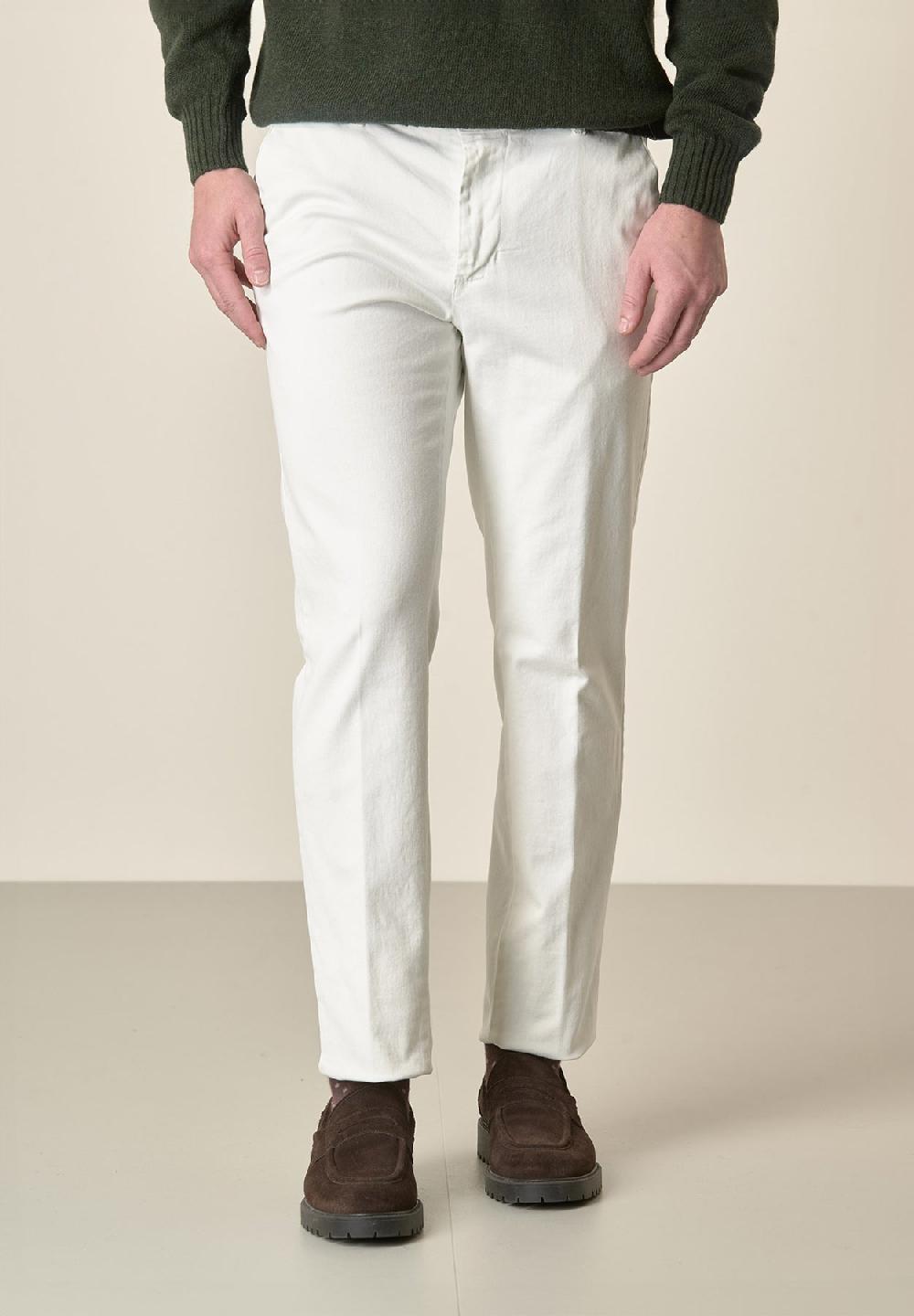 Angelico Pantalone panna gabardina cotone stretch slim fit Convenienza